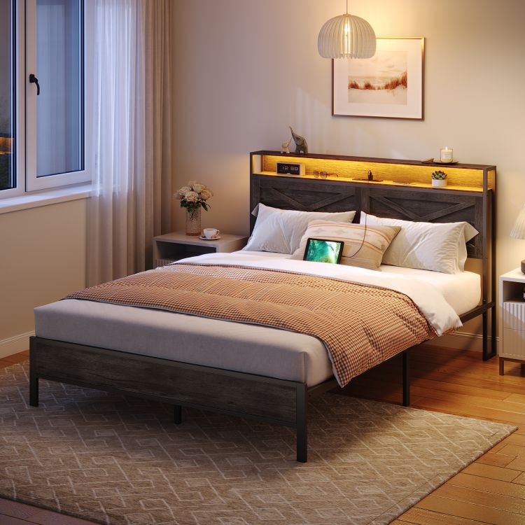 wood and metal bed frame