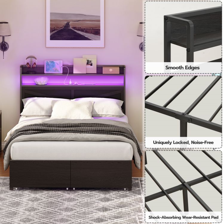 metal wood bed