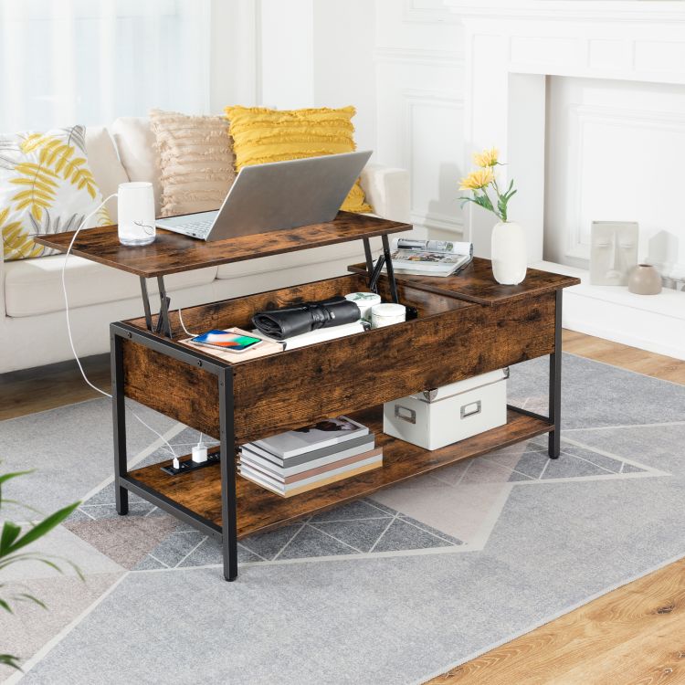 wood iron coffee table