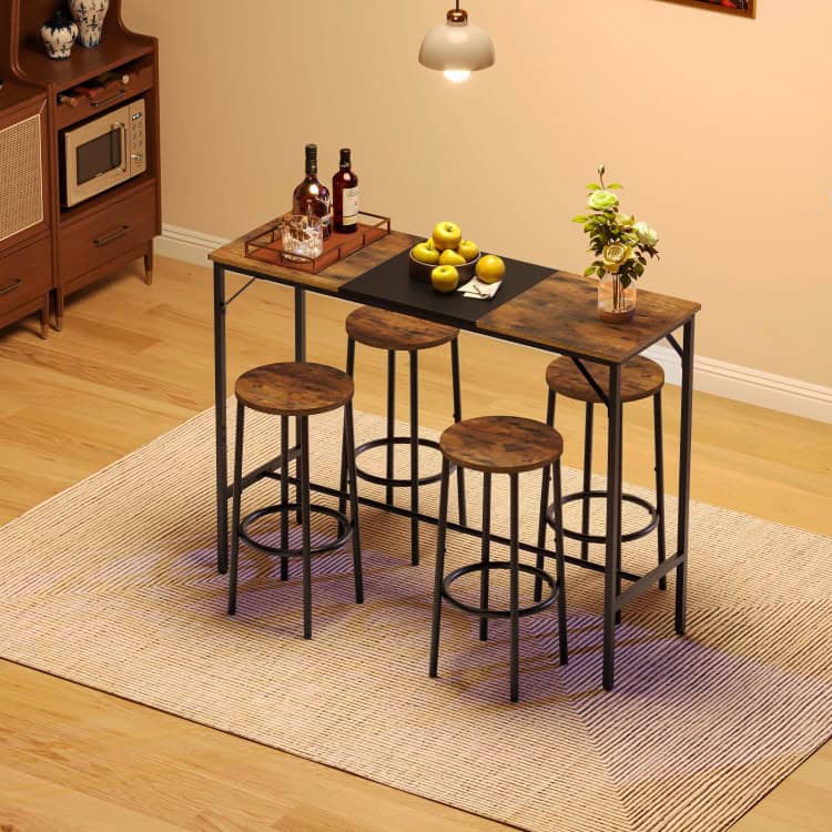 wood and iron dining table