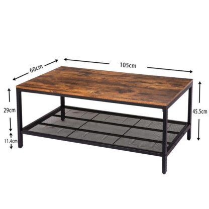mesa de centro de madeira e metal