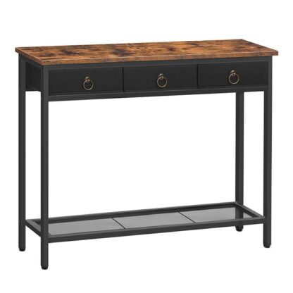 industrial console table with drawers