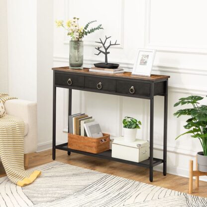 slimline console table with drawers